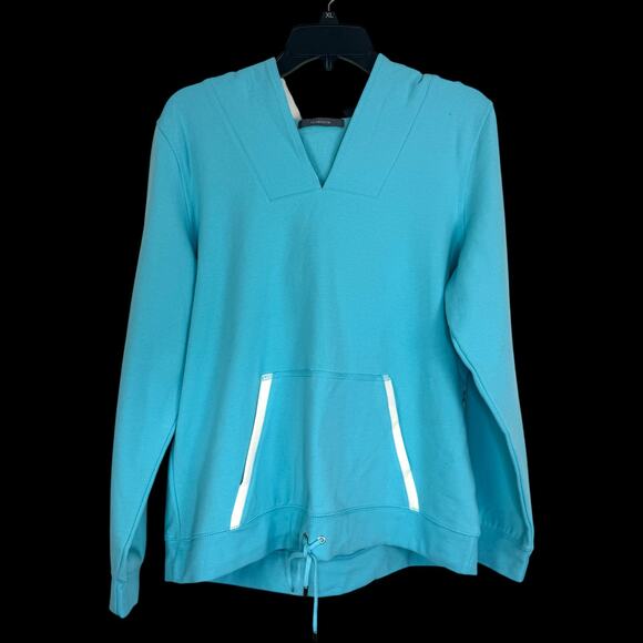 Liz Claiborne Hoodie XL Blue Long Sleeve Drawstring Cotton Blend Pullover - Picture 1 of 16